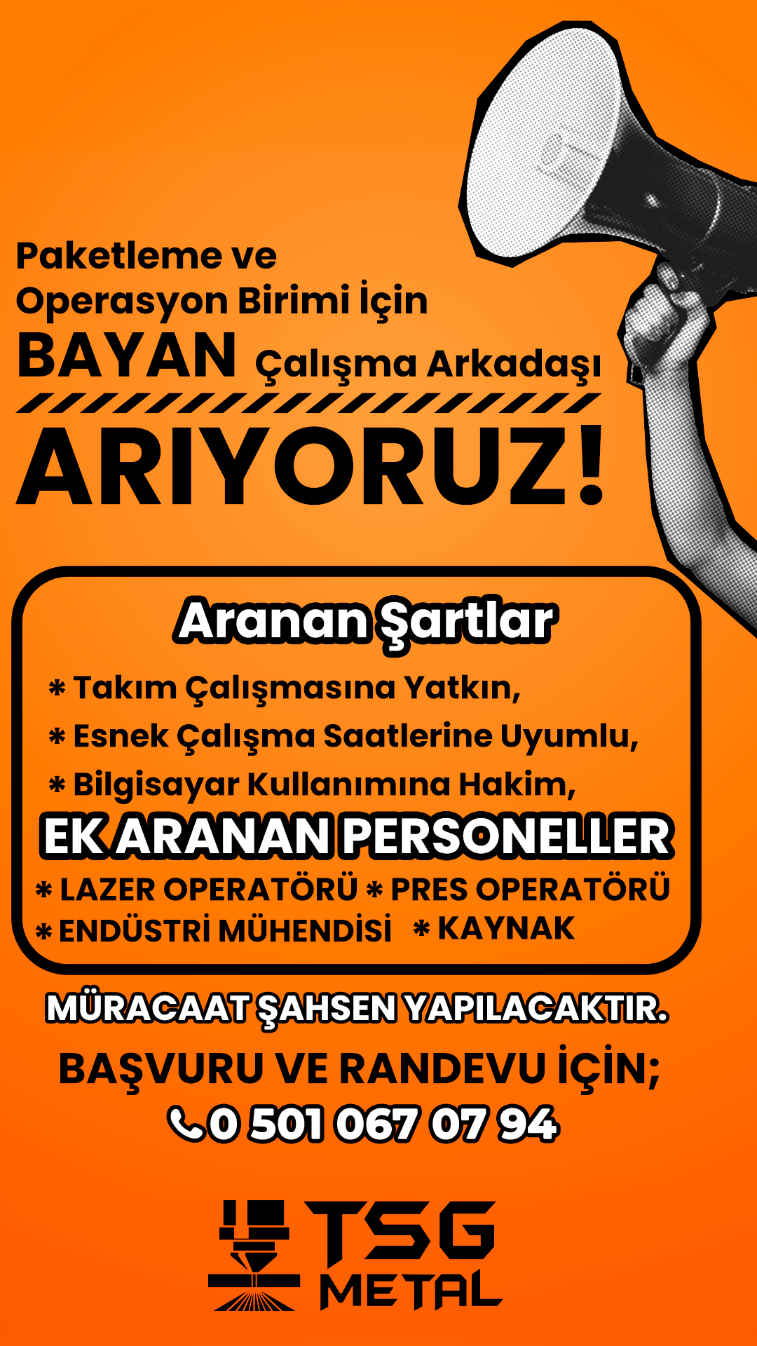 Paketleme ve Operasyon Birimi Bayan Çalışma Arkadaşı Arıyoruz!